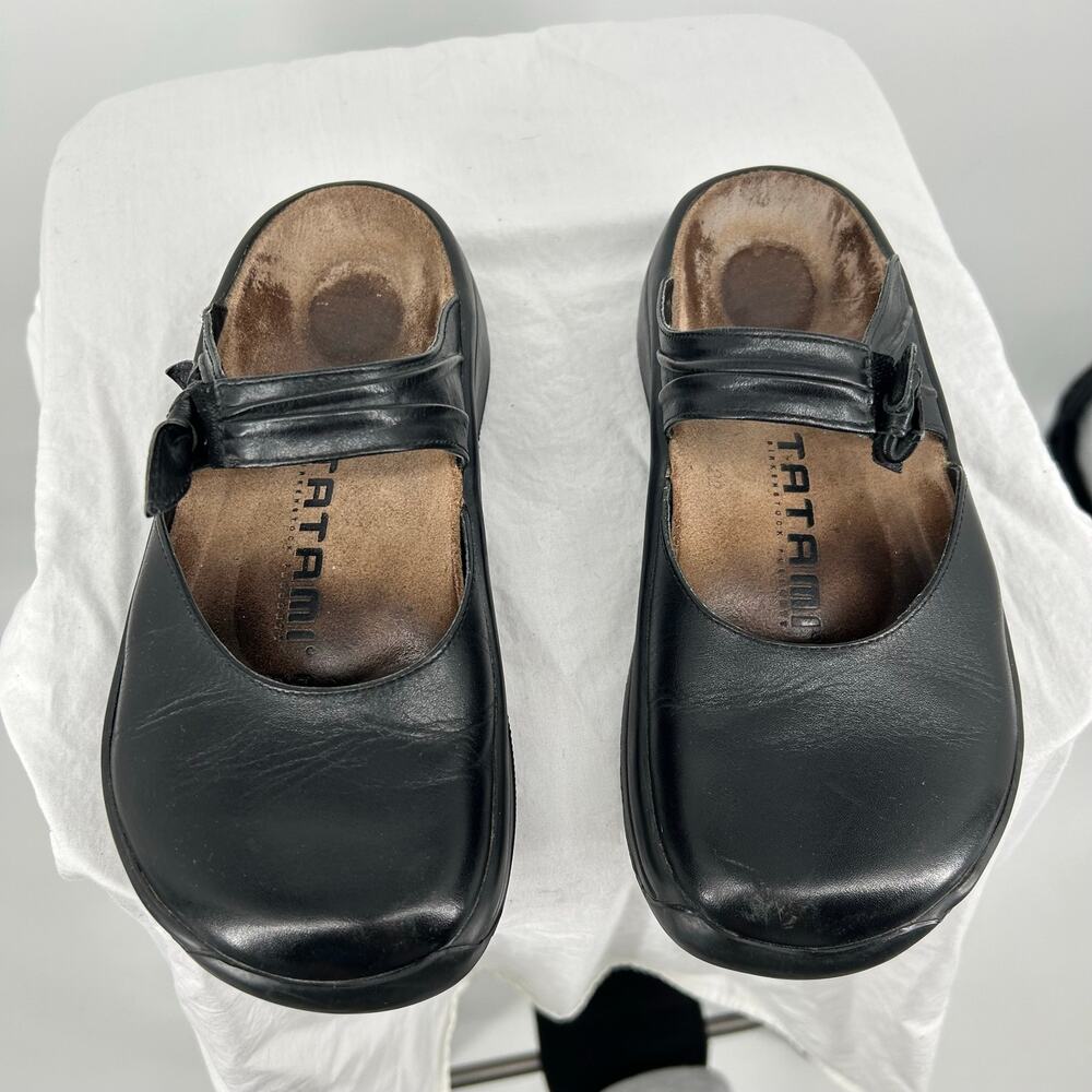 Women's Black Leather Birkenstock Tatami Mary Jane Bow Slip On Clogs EU 36 US 5 - Picture 3 of 8